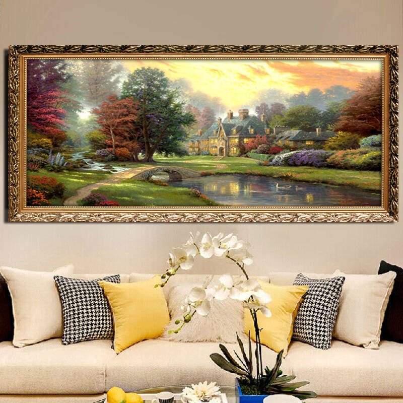 林格印象油画卧室 壁画 客厅装饰画 沙发背景墙画风景山水挂画 温馨的