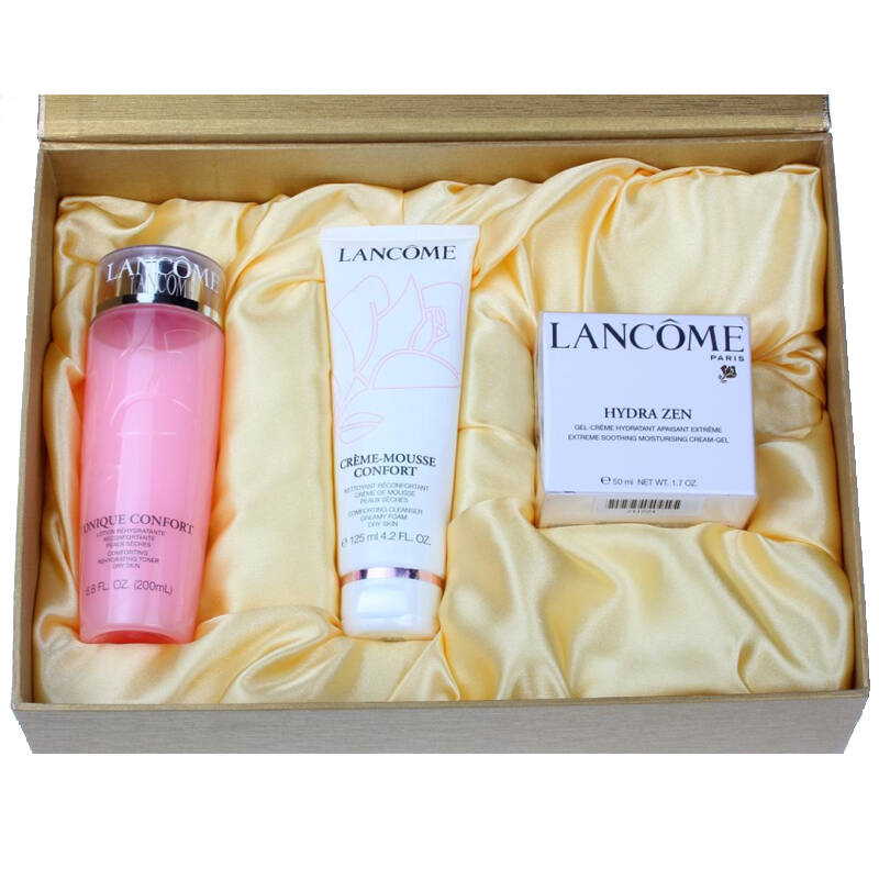 lancome兰蔻 水分舒悦保湿舒缓三件套装(粉洗 粉水 水份缘凝霜)礼盒带
