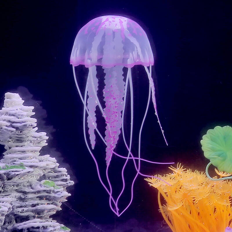 软体荧光水母 聚宝源鱼缸造景 创意漂浮式水母珊瑚diy