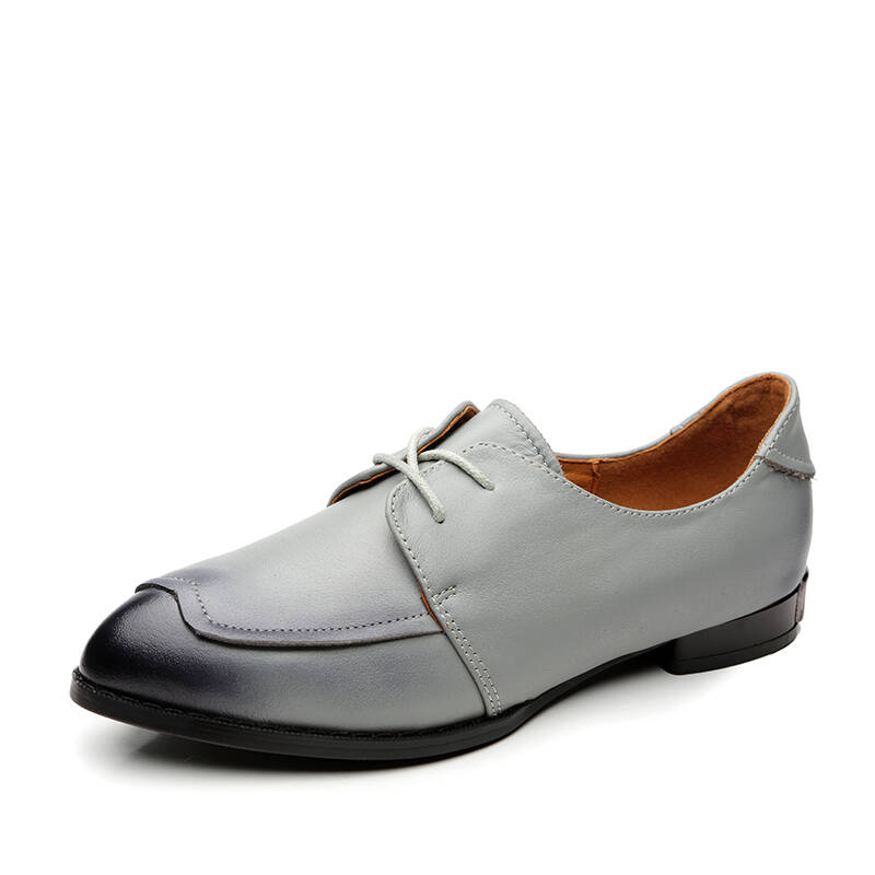 意尔康女鞋 2015新款女士单鞋窝窝鞋英伦系带尖头深口