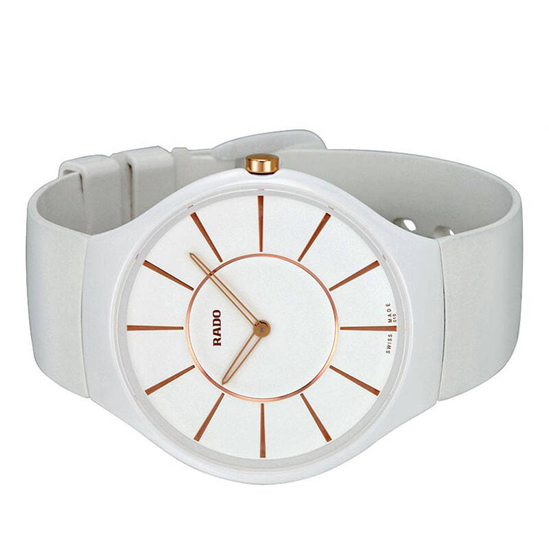 雷达(rado)手表 true真系列超薄石英陶瓷男表r27957109