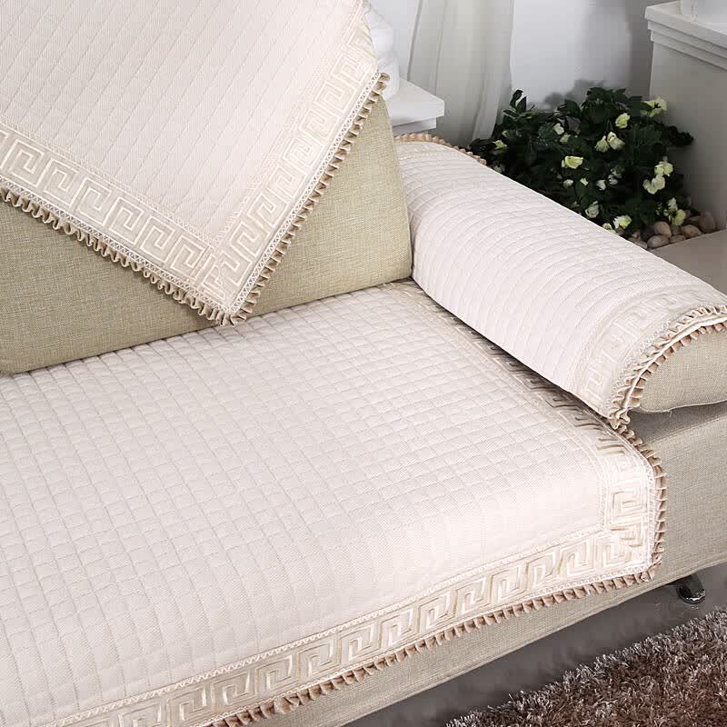 套沙发巾丝绒防滑沙发坐垫 罗曼时光-米黄 70*70cm可做扶手或靠背巾