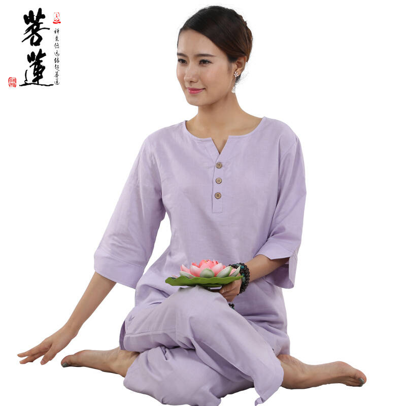 菩莲禅意布衣原创新女款秋夏款薄款亚棉麻禅修居士瑜伽练功服套装