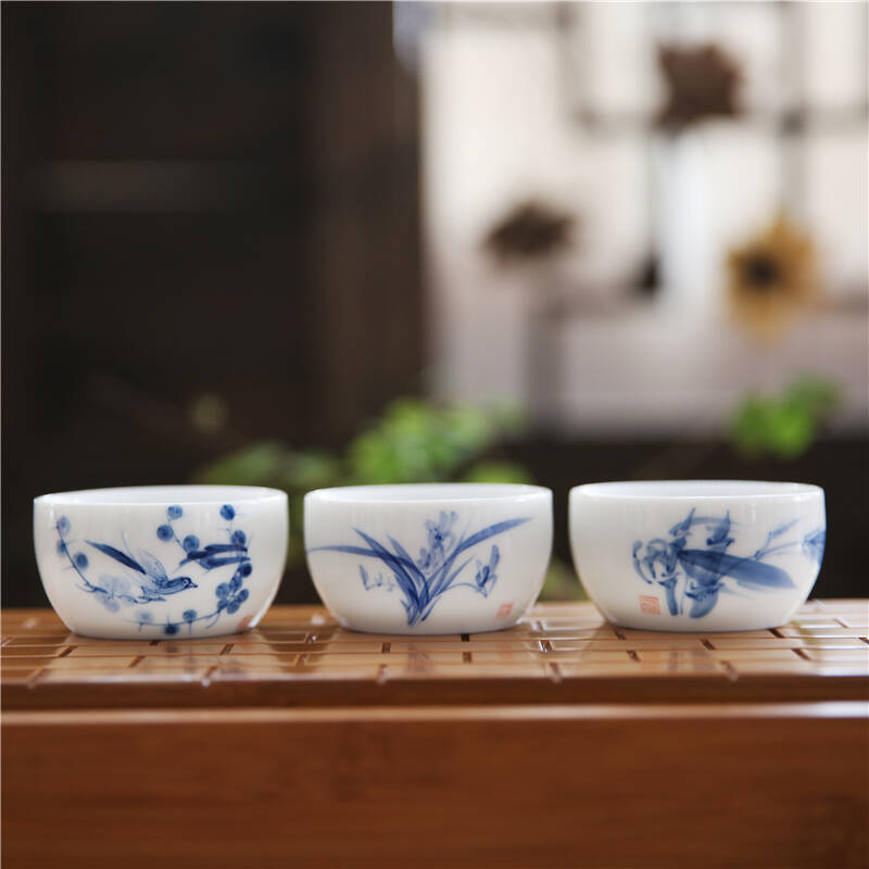 陶瓷茶杯品茗杯手绘罗汉杯功夫茶具单杯个人杯普洱杯白瓷品茶杯子 山
