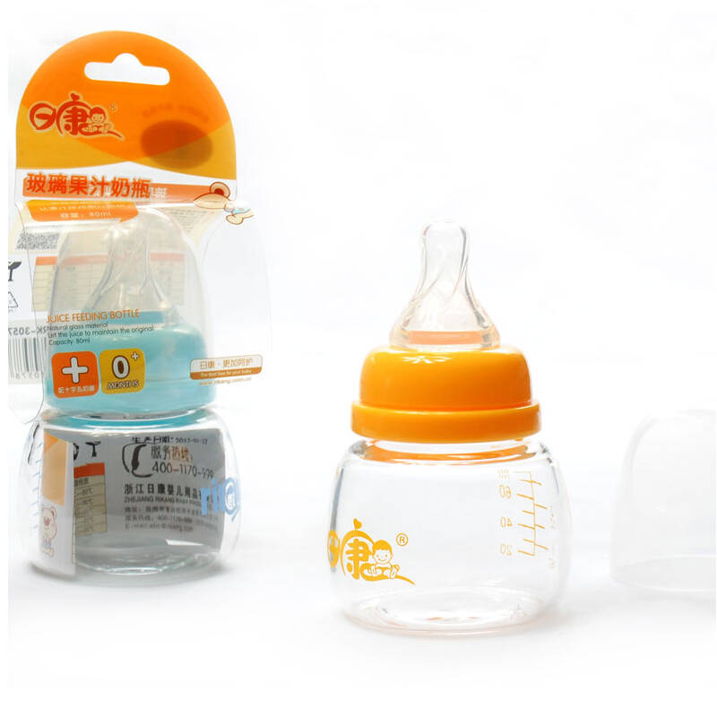 日康 玻璃果汁奶瓶 初乳奶瓶 新生儿奶瓶 喂药瓶 80ml