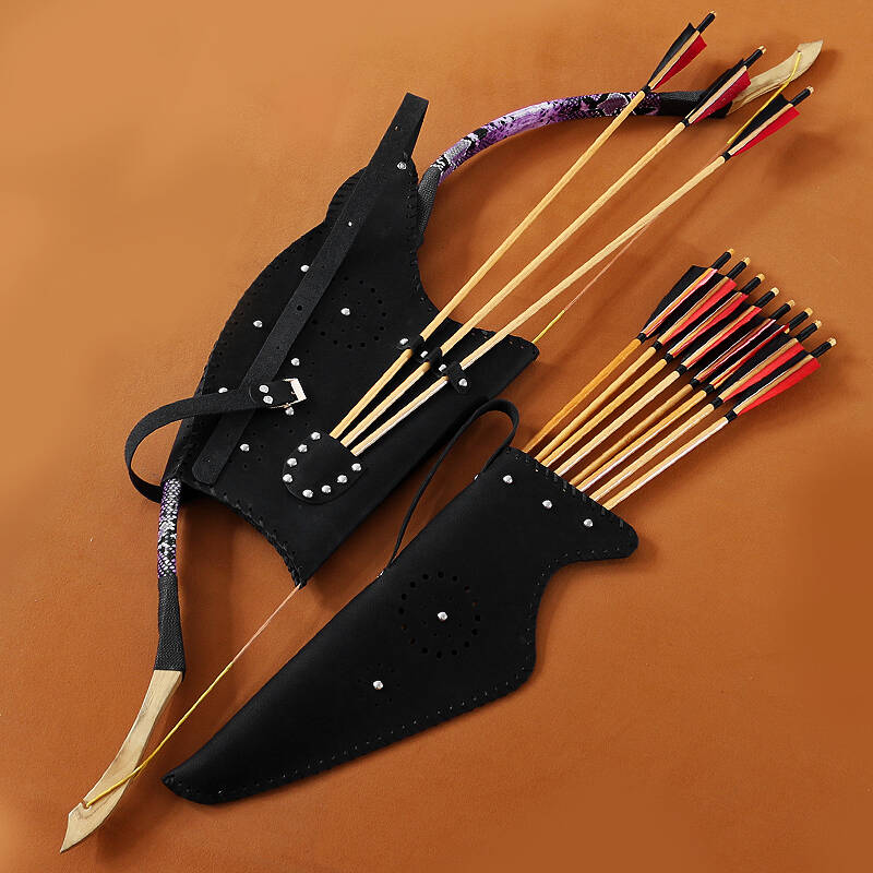 馨怡阁 传统弓箭 蒙古弓 羽毛箭 雕翎箭 木弓古代手工全皮包裹硬弓 射箭练习比赛 野外打猎 40磅弓+弓囊+箭囊+送11支箭 - 京东