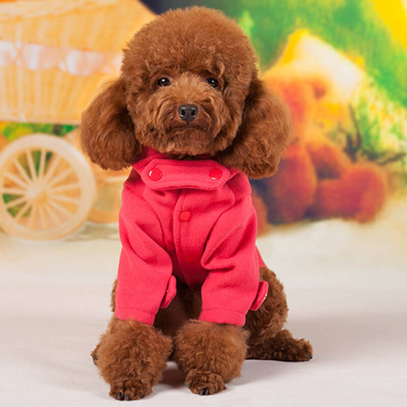 狗狗衣服宠物风衣泰迪贵宾比熊服装小型犬衣服小狗秋冬衣服 红色牛角