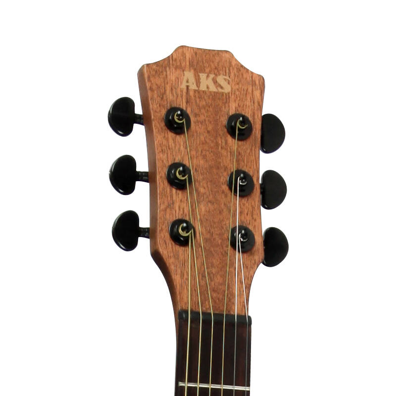 aks复古系列 38寸40寸民谣缺角木吉他guitar x1 sd版圆角 茶棕38寸