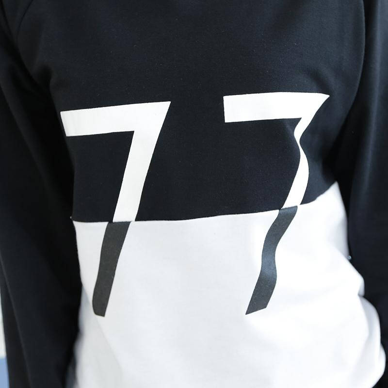 2015男女情侣装77数字拼接印花长袖上衣服卫衣打底衫c