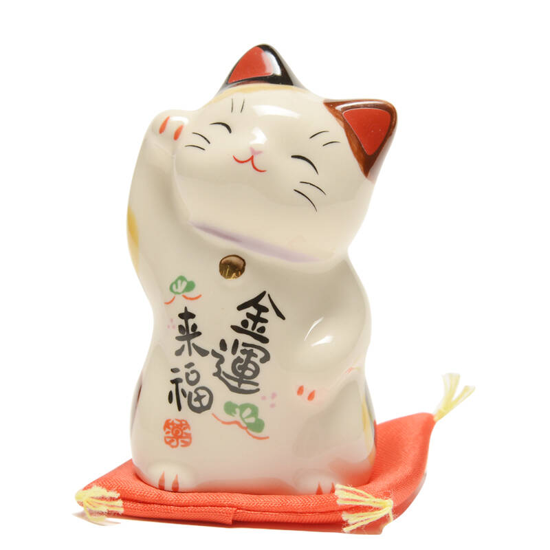 易居尚 药师窑彩绘金运来福财运猫 小号招财猫 好运猫