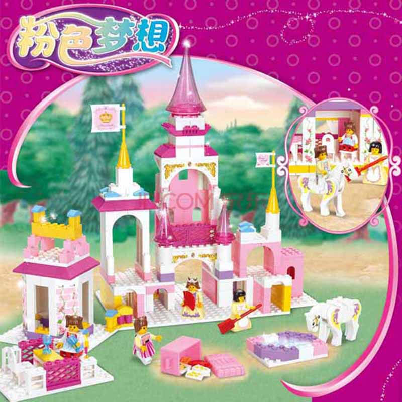 小鲁班 梦幻城堡385片 0251 女孩玩具 立体城堡拼图 益智模型