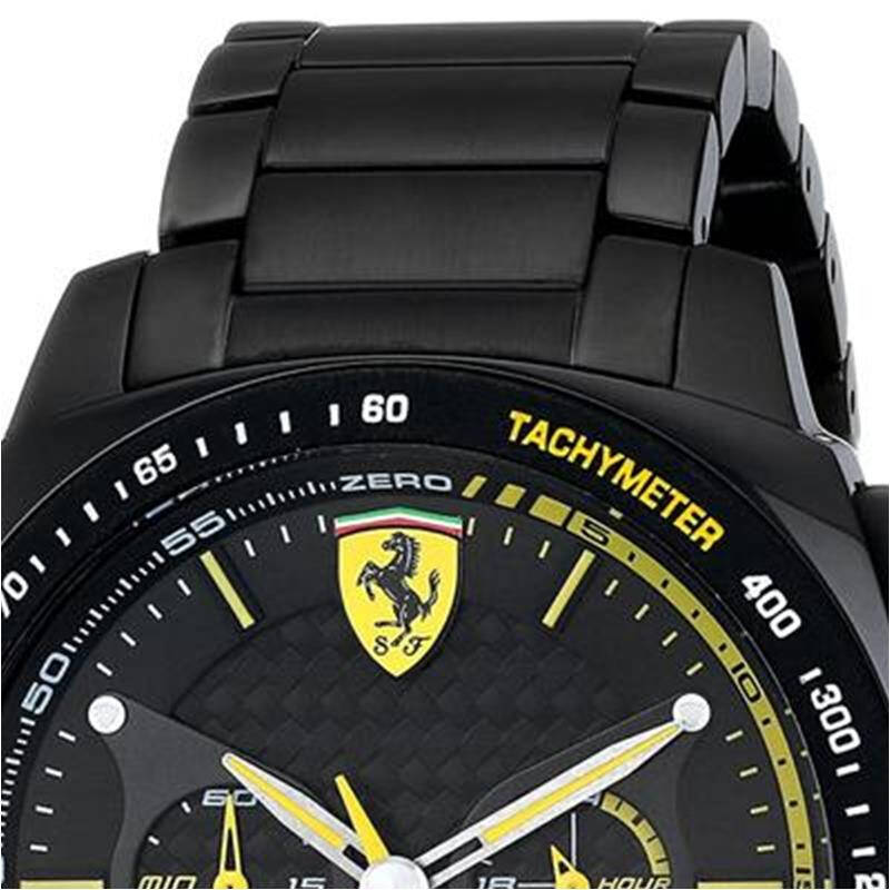 法拉利(ferrari)男式黑色金属表带三眼计时测速0830162手表专柜
