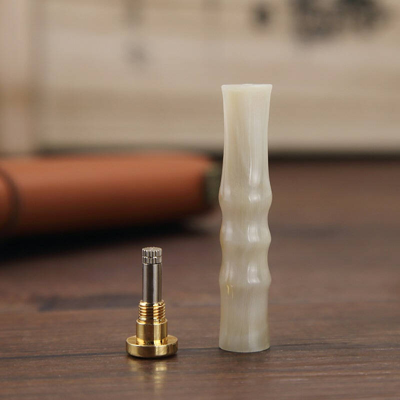 正牌牛角镀金色烟座拉杆型过滤烟嘴礼盒套装zb-929