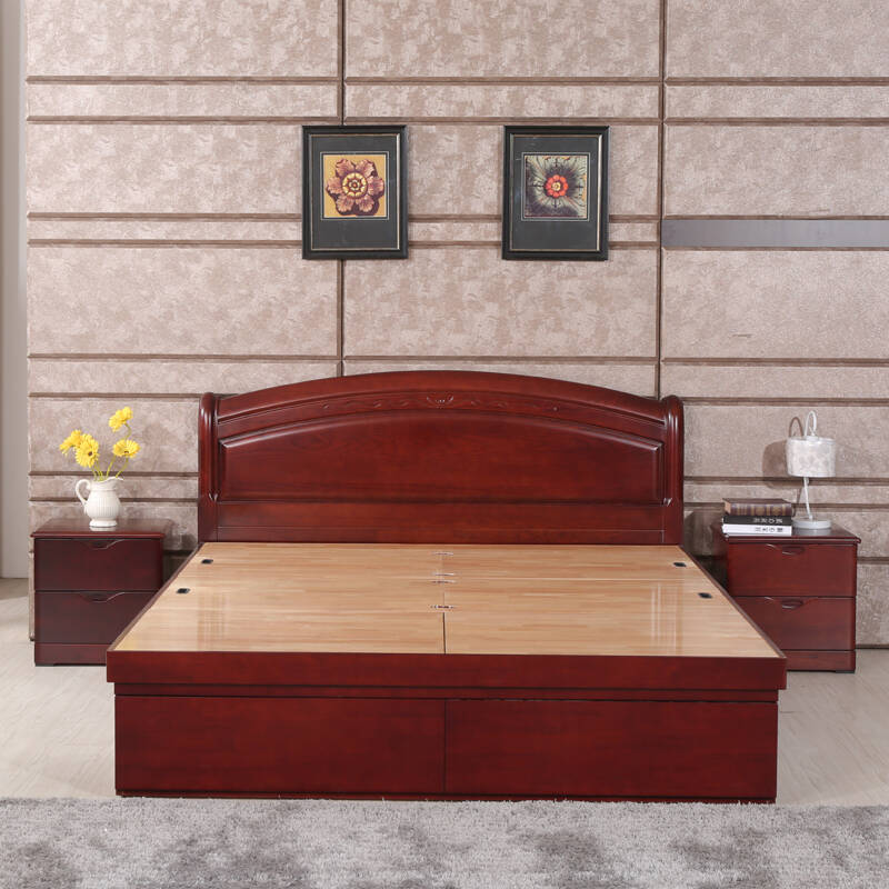 8米双人床 新中式实木高箱床 现代简约水曲柳单人床1.