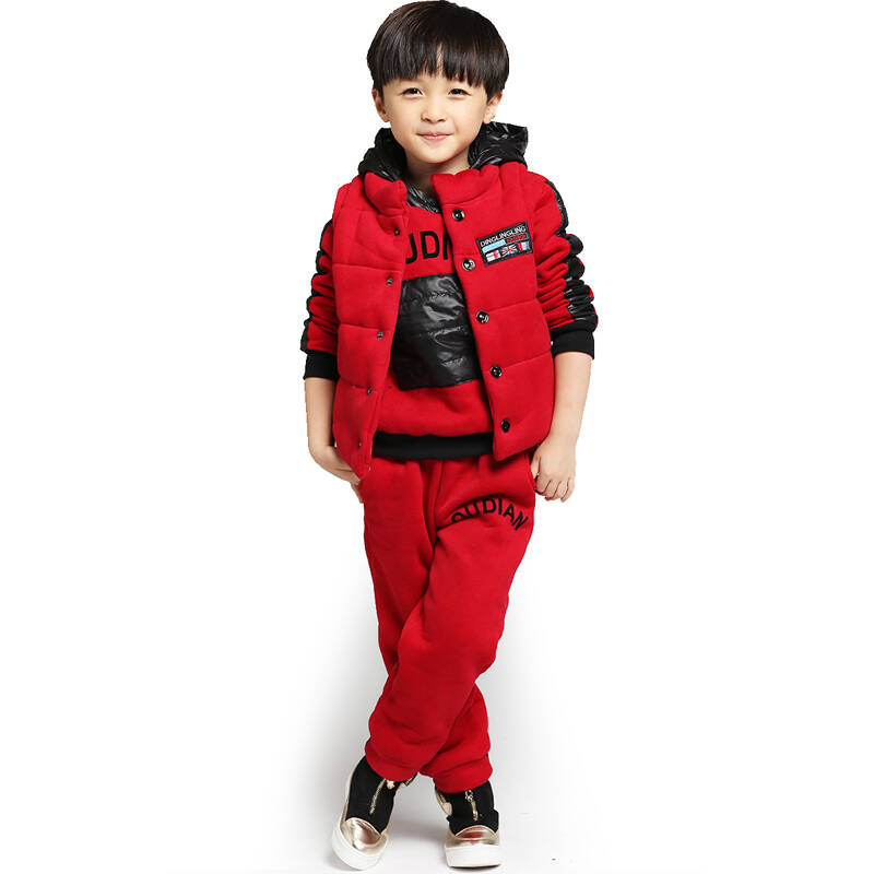 男童冬季棉服三件套2015韩版儿童卫衣加厚加