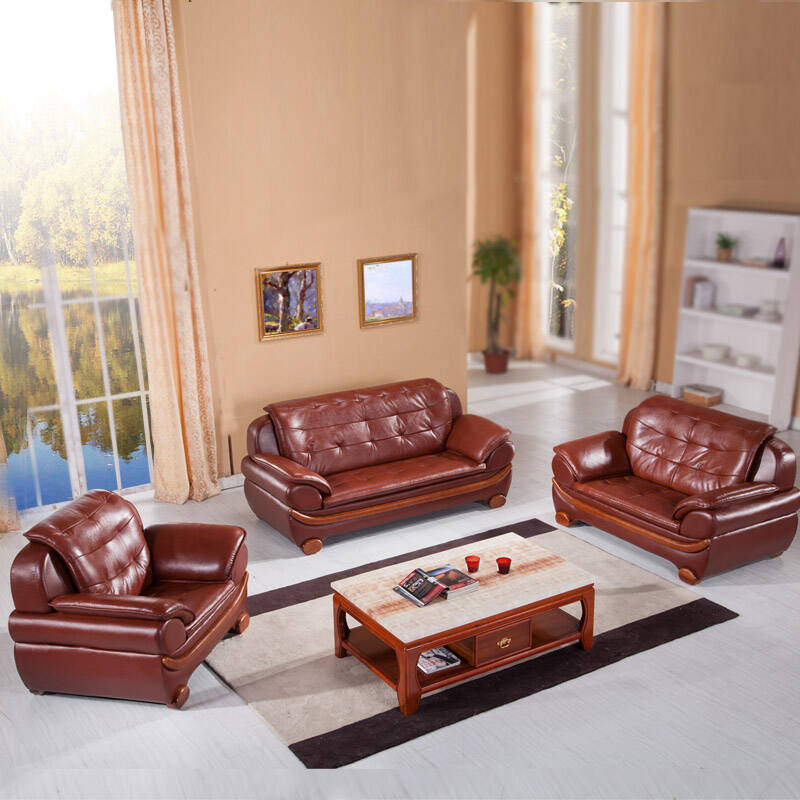 办公沙发 客厅沙发组合 顾家风格 头层牛皮沙发123 红棕色 a103 其它