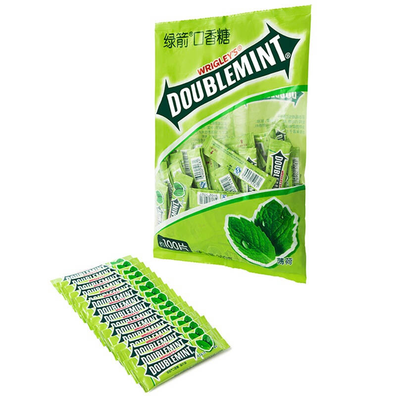 绿箭(doublemint)口香糖原味薄荷味100片300g单袋装