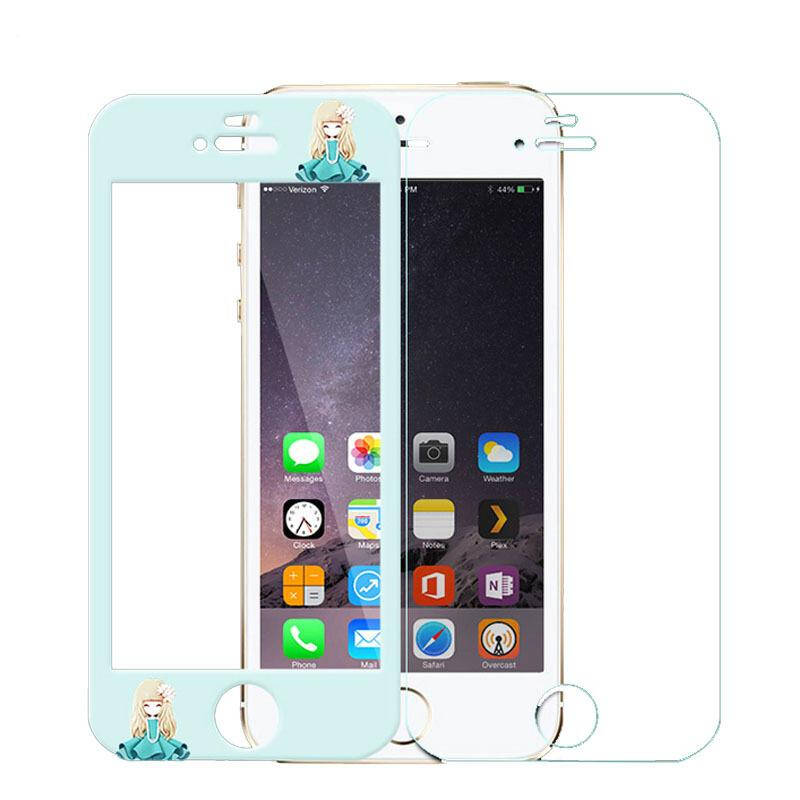 鲸拓全覆盖屏幕卡通钢化玻璃苹果手机适用于贴膜iphone5/5si5牡丹光端接收机图片