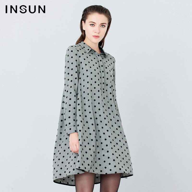 insun/恩裳专柜正品 2015新 斑点至美连衣裙 95205180