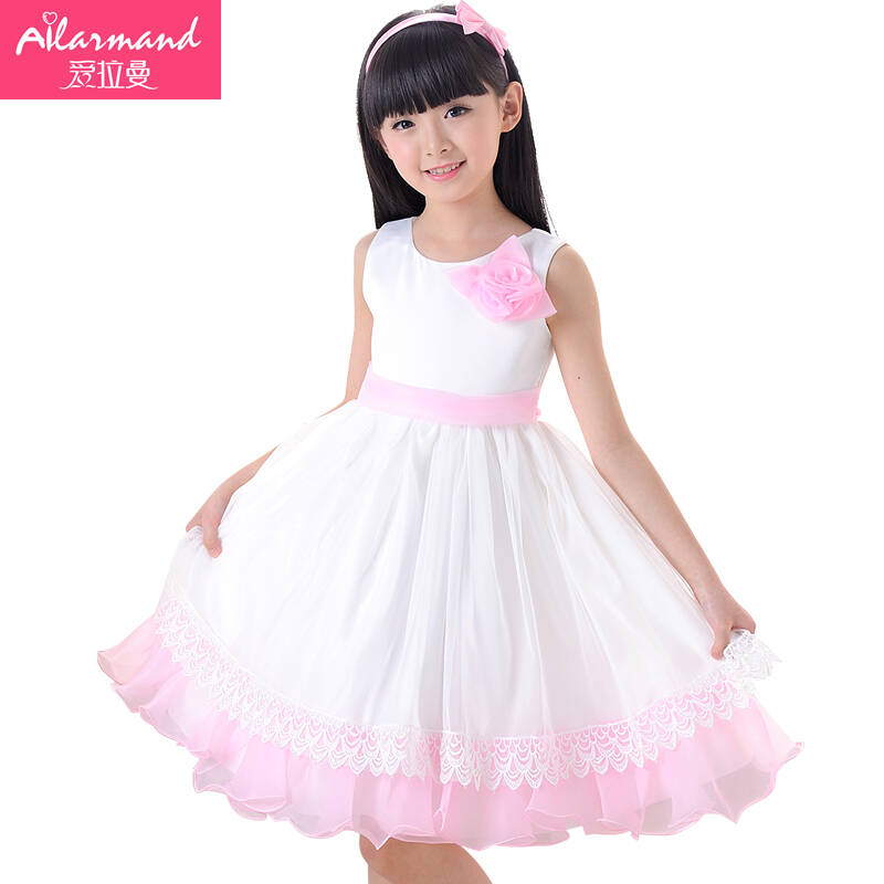 爱拉曼(ailamand)2015夏装新款女童儿童装韩版花朵公主纱裙连衣裙