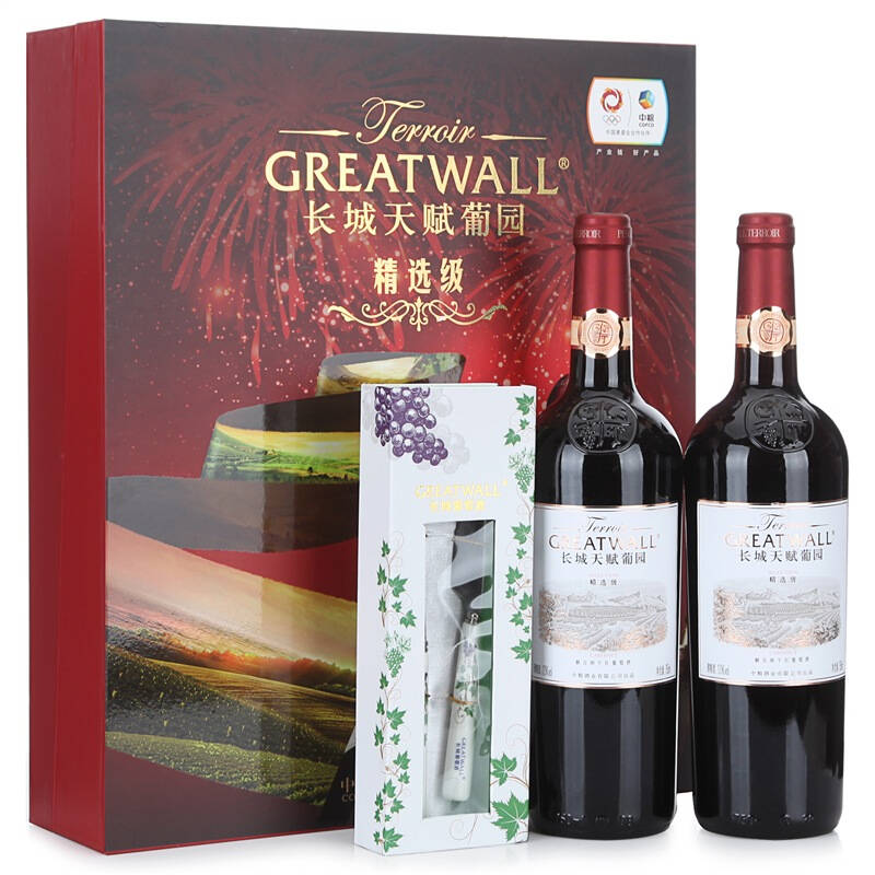 长城(greatwall ) 红酒 天赋葡园精选级干红葡萄酒礼盒 750ml*2瓶