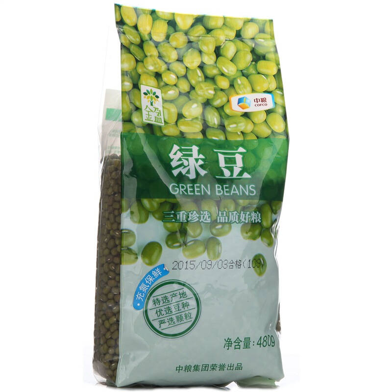 【京东超市】金盈 金盈绿豆 中粮出品 杂粮 480g