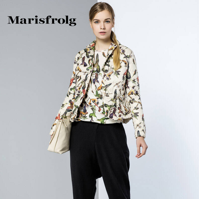 marisfrolg 玛丝菲尔品牌女装冬季新款 时尚素雅千鸟印花羽绒服 花色