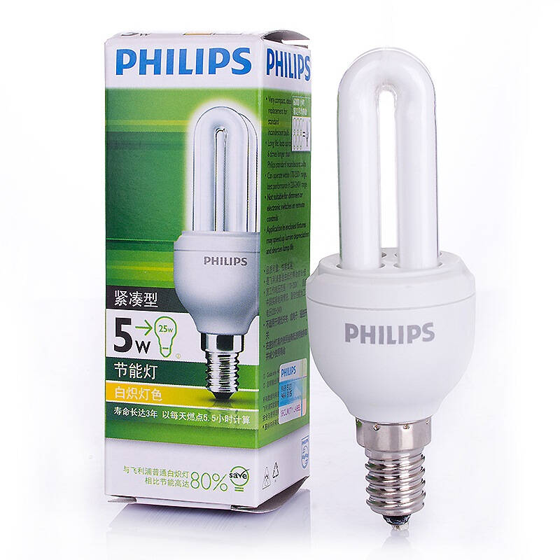 philips飞利浦 紧凑型 节能灯 5w e14小螺口 白炽灯色 6支装 黄光