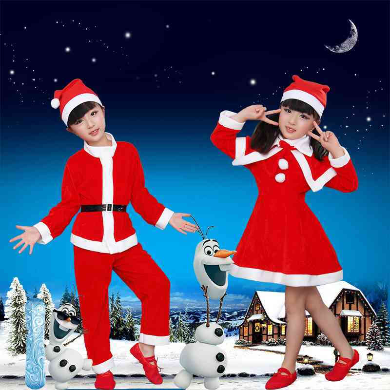儿童圣诞节服装圣诞老人服装男童女童圣诞节衣服演出服圣诞装 裤装