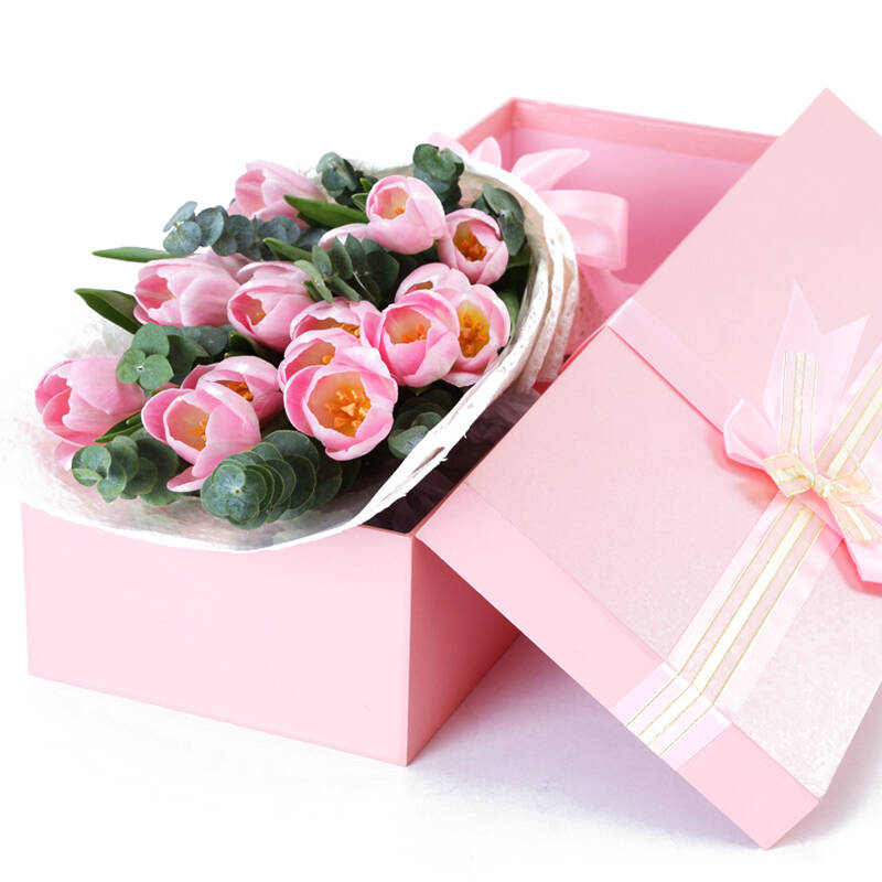 5月花 郁金香鲜花礼盒 北京上海同城鲜花速递 爱人朋友长辈生日花束