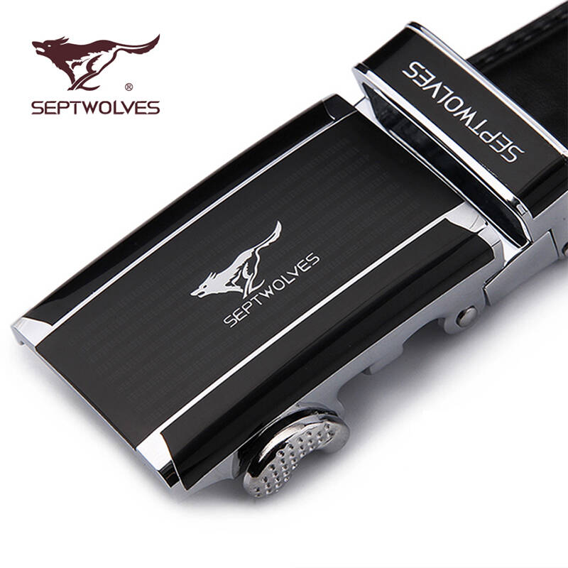 七匹狼(septwolves男士皮带 商务系列经典百自动扣牛皮裤腰带 wa20103