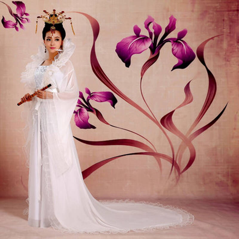 尤萨 汉服公主女装古装演出服 花千骨古装白色飘逸仙女贵妃服装.