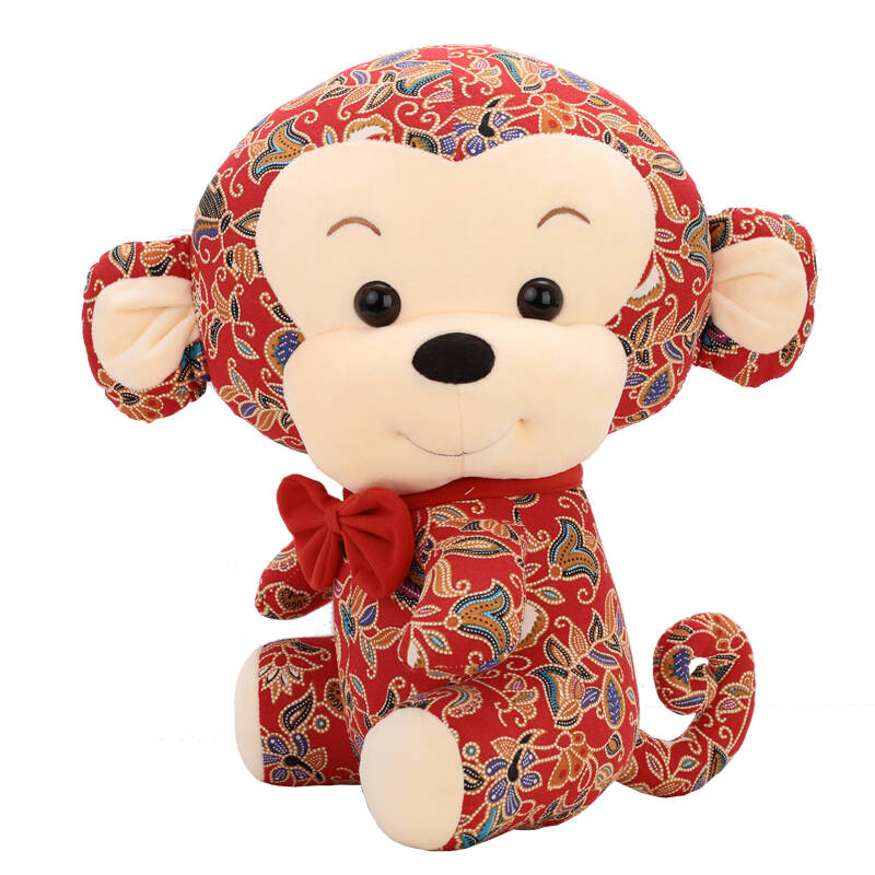 猴年新年吉祥物毛绒玩具生肖小猴子公仔玩偶布娃娃公司年会礼品 花布