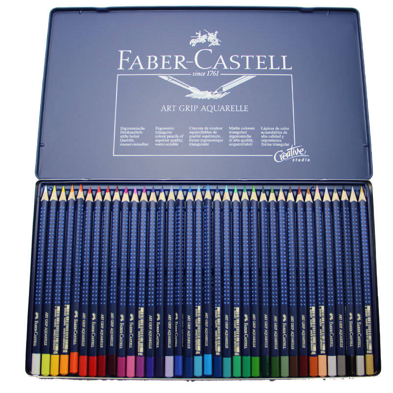 辉柏嘉(faber-castell) 铁盒装蓝点阵水溶彩色铅笔36色 114236