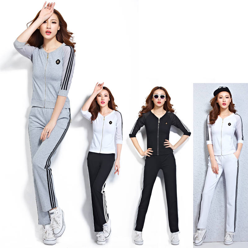 夏季韩版新款时尚中袖长裤大码女士运动休闲套装 品牌