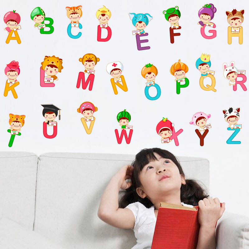 墙壁贴画幼儿园开学装饰教室布置背景墙贴 c款 英文字母贴
