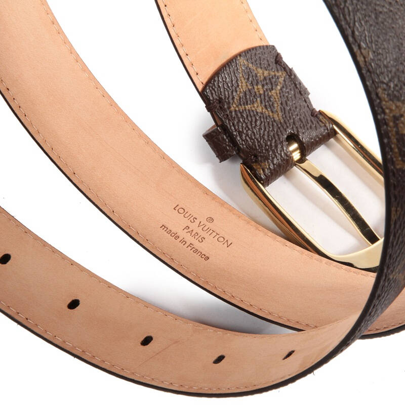 louis vuitton 路易威登 女士老花色monogram帆布金色针扣皮带 m6919