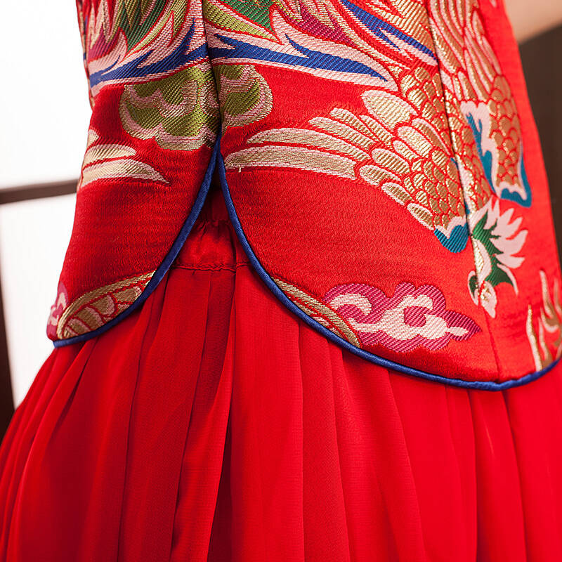 罗爱薇 2014新款凤凰红色复古新娘长敬酒服 中