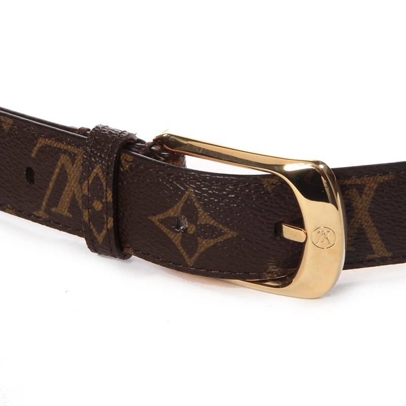 louis vuitton 路易威登 女士老花色monogram帆布金色针扣皮带 m6919
