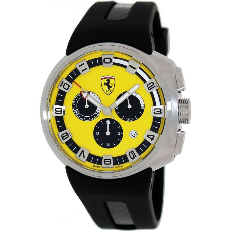 法拉利(ferrari)男式 fe-10 -acc-cg 计时黄表盘黑色橡胶带运动手表