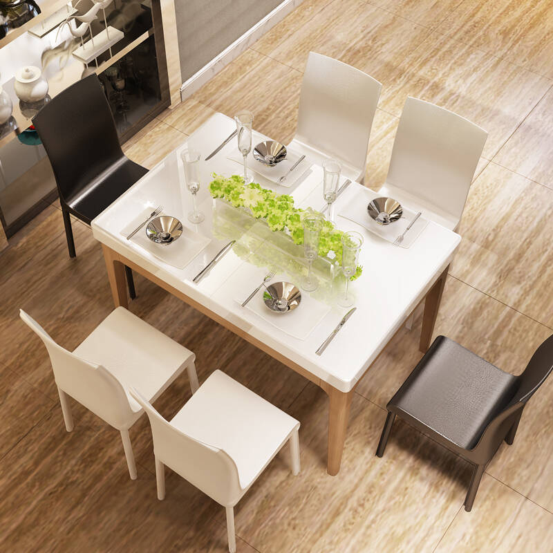 vvg 北欧新款 原木色餐桌椅组合 烤漆饭桌伸缩功能折叠餐台 餐桌餐椅