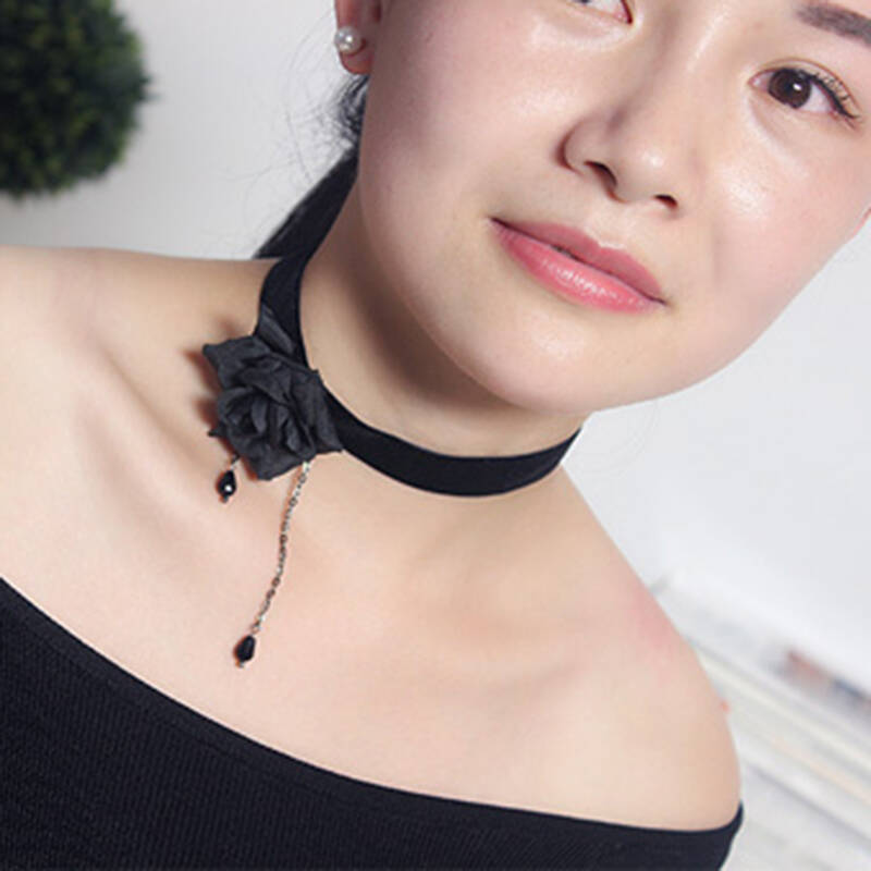 韩国气质原宿复古绒带蕾丝颈带项圈女短款锁骨项链颈链朋克萝莉同款01