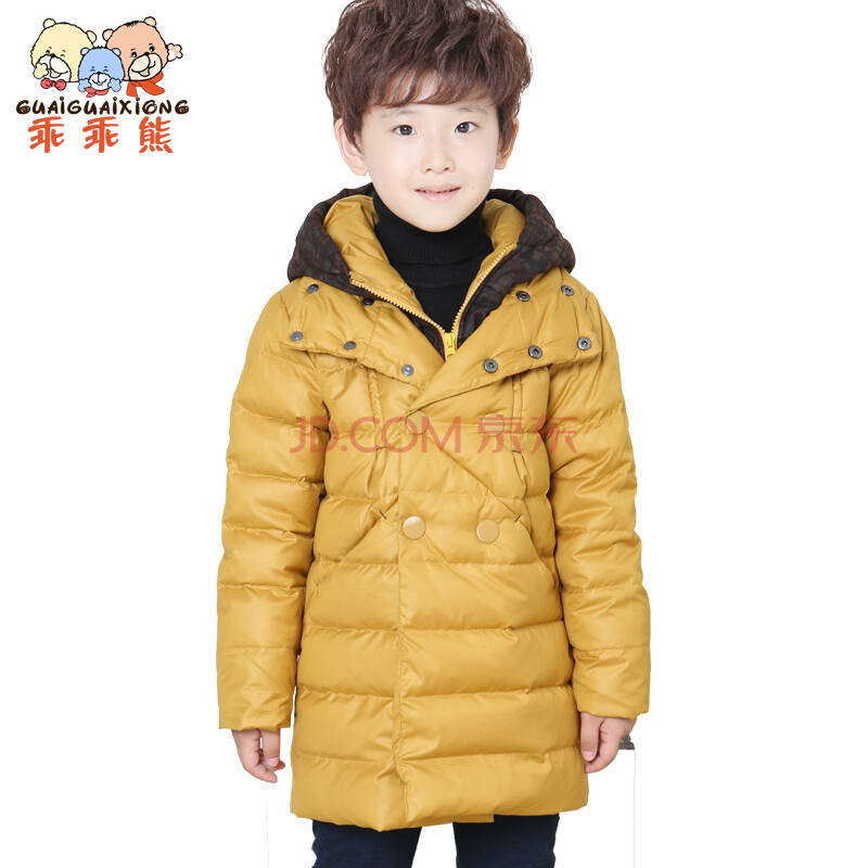 乖乖熊品牌童装正品儿童羽绒服男中大童中长款