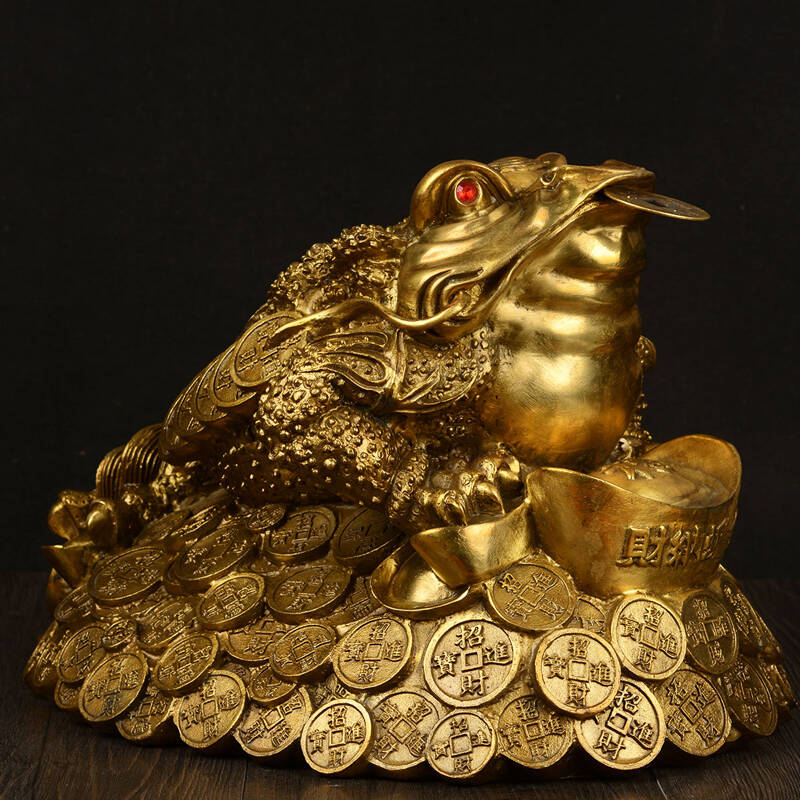 宏图好运 铜金蟾摆件三脚蟾蜍三足金蝉店铺工艺品开业