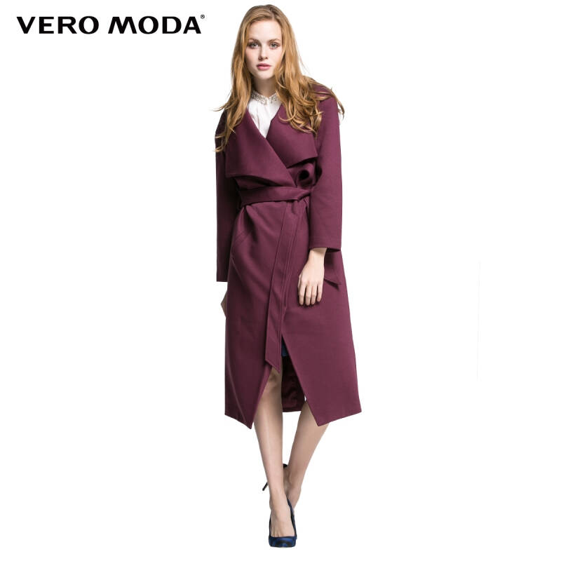 5元 veromoda吸扣门襟长款大衣风衣|316109001 092深紫 165/84a/m