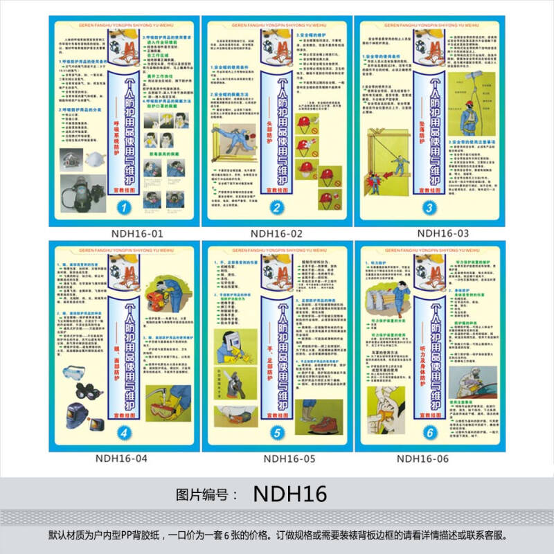 安全防护海报 宣传画 贴画 个人防护用品使用与维护宣教挂图ndh16