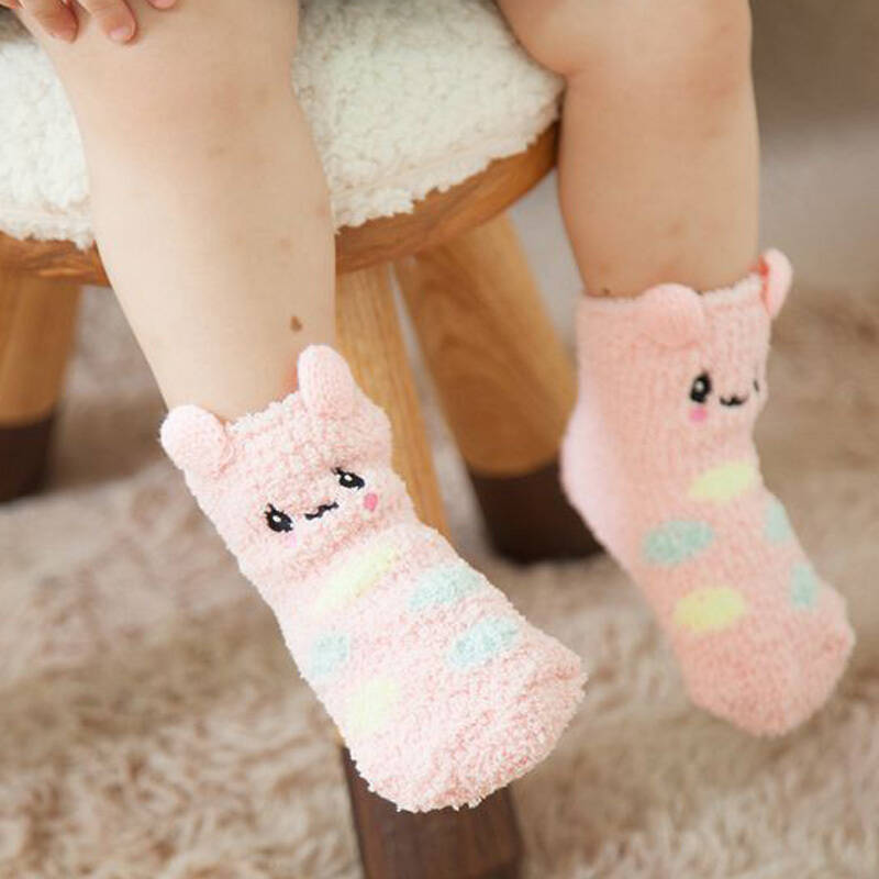 秋冬珊瑚绒宝宝袜子加厚保暖袜子 新款可爱创意卡通立体地板婴儿防滑