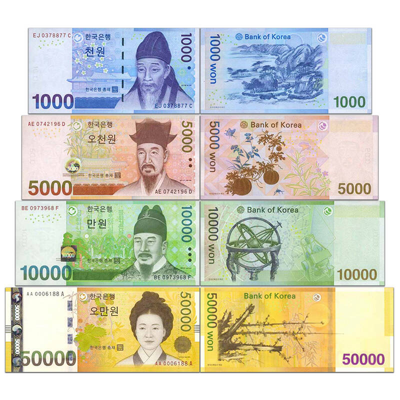 【甲源文化】亚洲-全新unc 韩国韩元纸币 2006-09年版