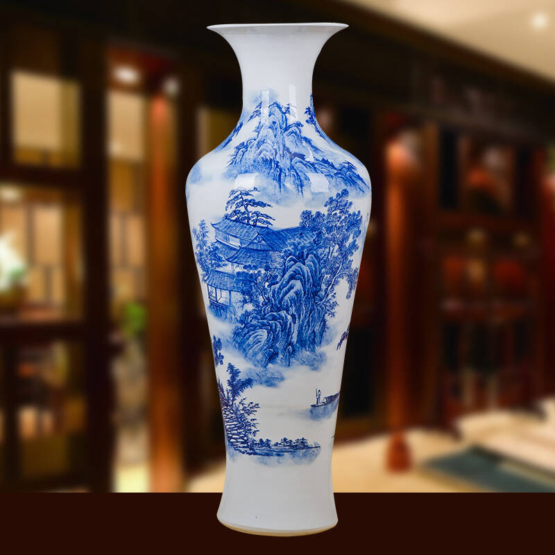 温馨里 景德镇陶瓷器 客厅装饰摆件 青花瓷落地大花瓶