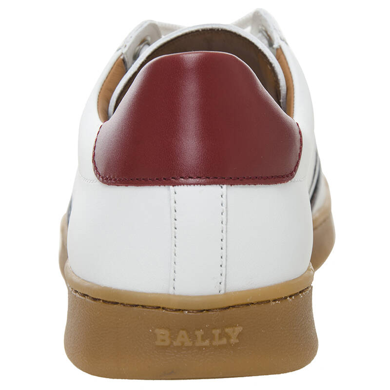 bally 巴利 男士白色红色黑白间条牛皮休闲鞋 asor 108 8/42码